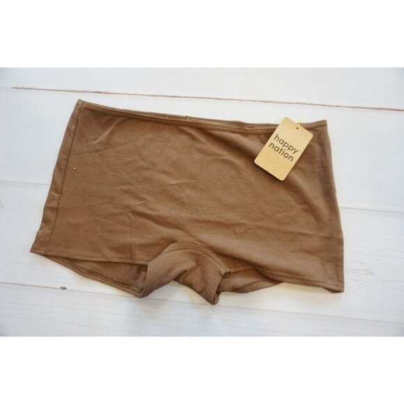 Happy Nation Other - Happy Nation Girls Brown Comfy Cotton Logo Boyshort Underwear - Size +12, NWT